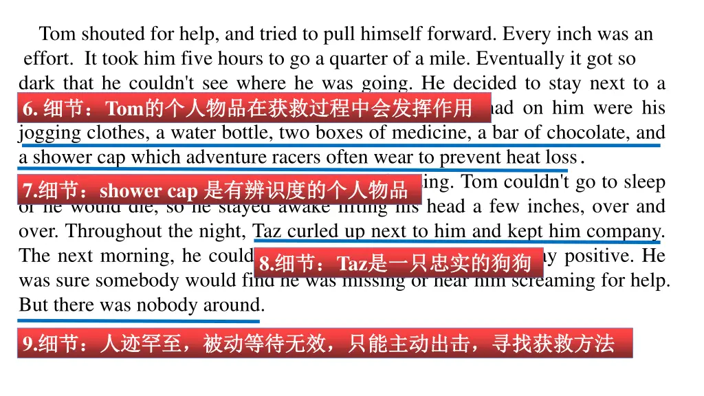 tom shouted for help and tried to pull himself