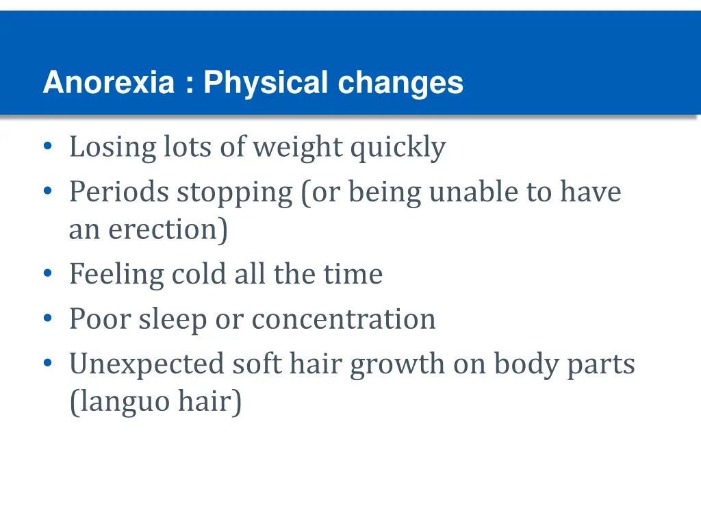 anorexia physical changes