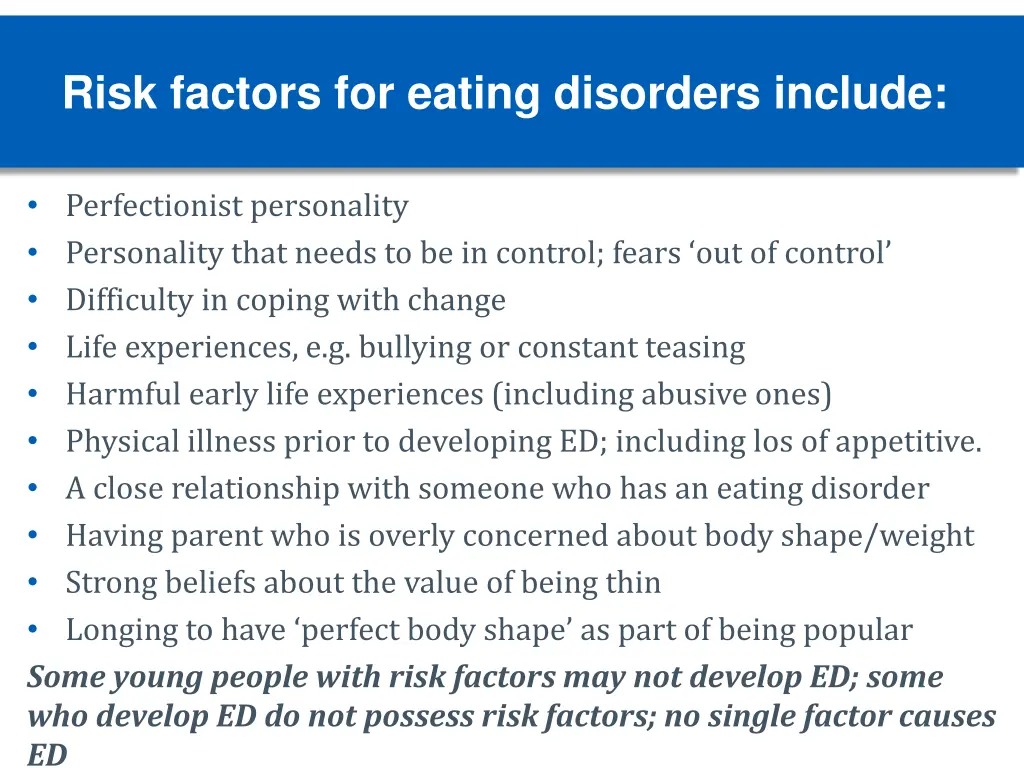 risk factors for eating disorders include