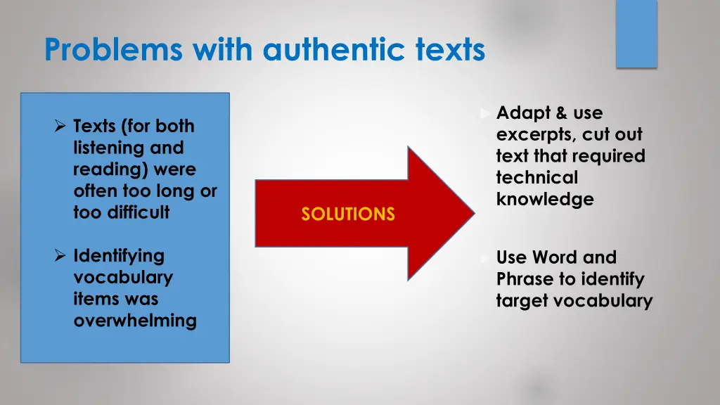 problems with authentic texts