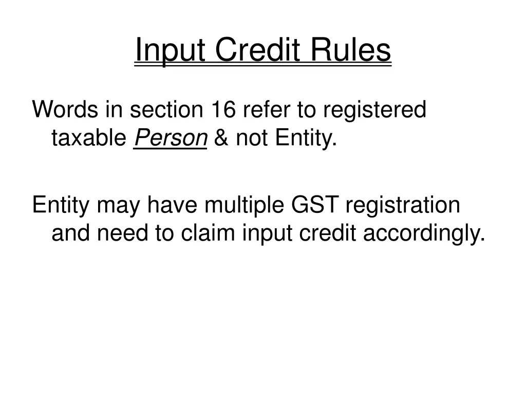 input credit rules 2