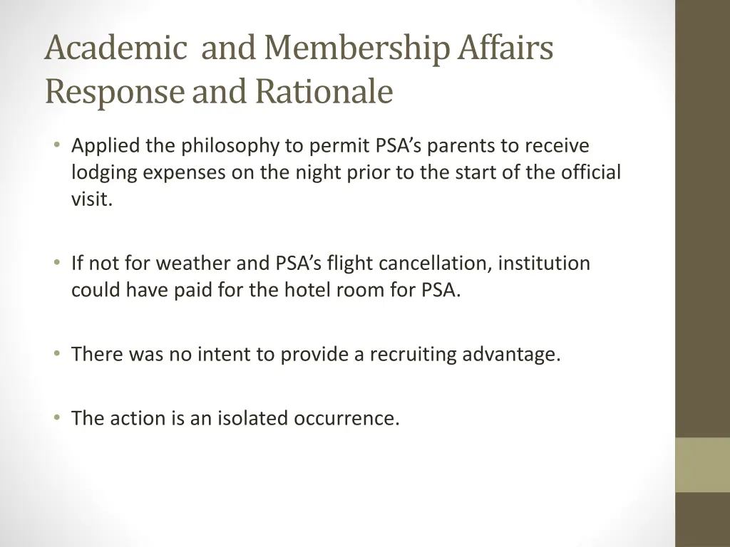 academic and membership affairs response 1