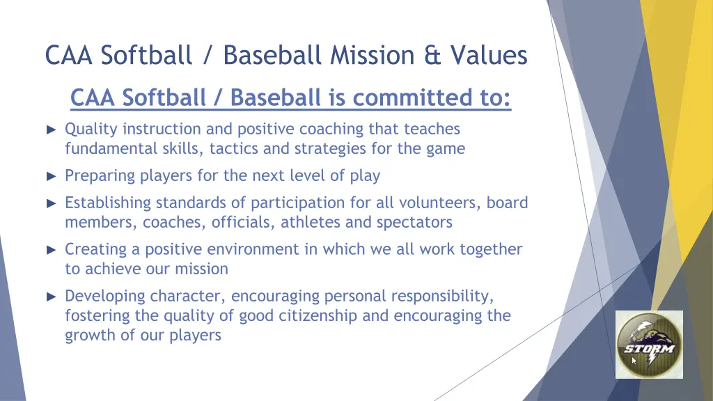 caa softball baseball mission values