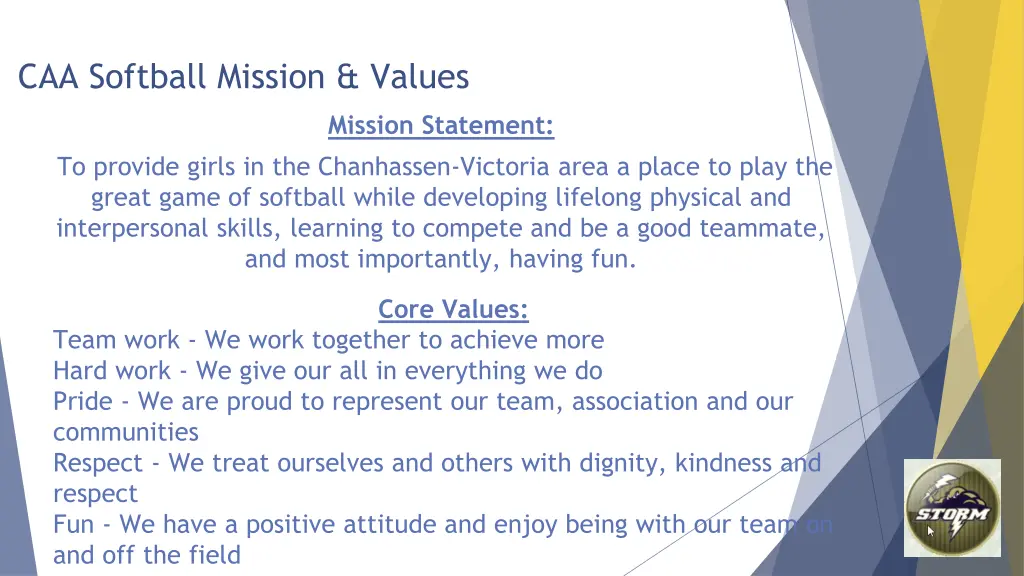 caa softball mission values