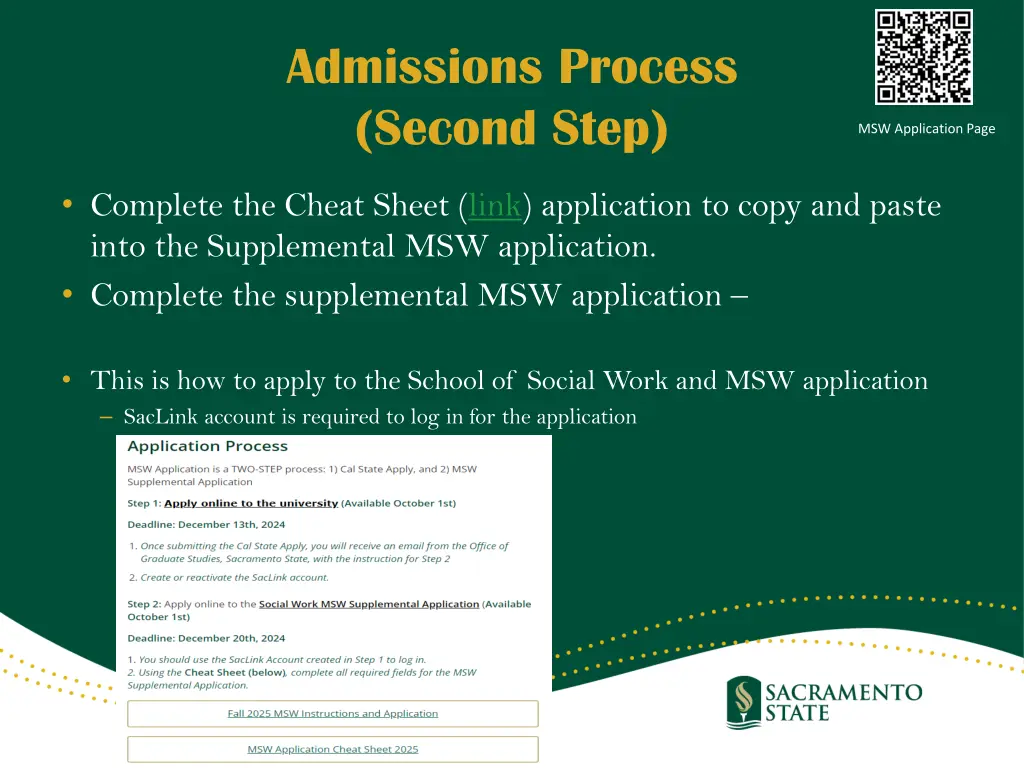 admissions process second step