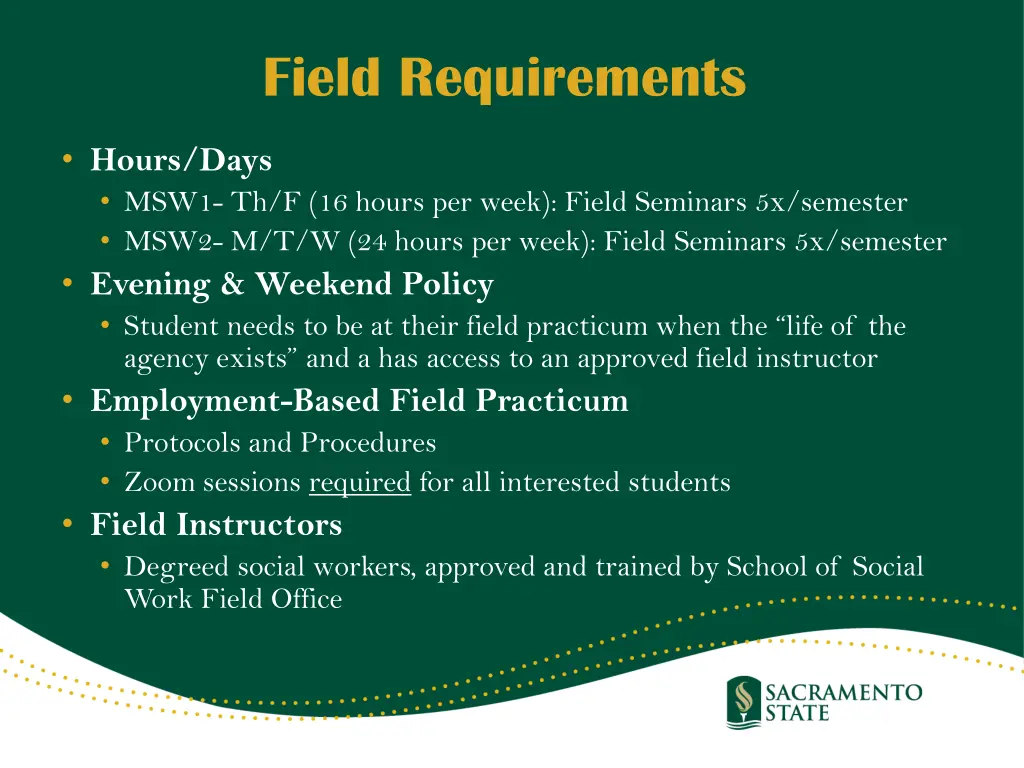 field requirements