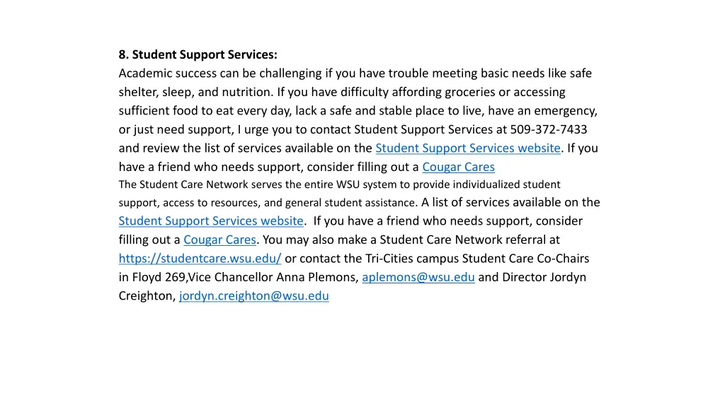 8 student support services academic success