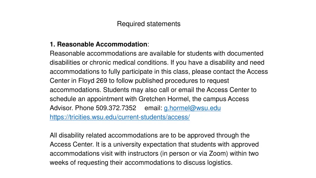required statements