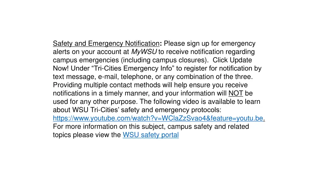 safety and emergency notification please sign