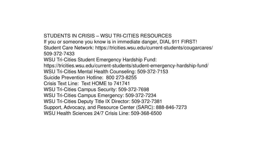 students in crisis wsu tri cities resources