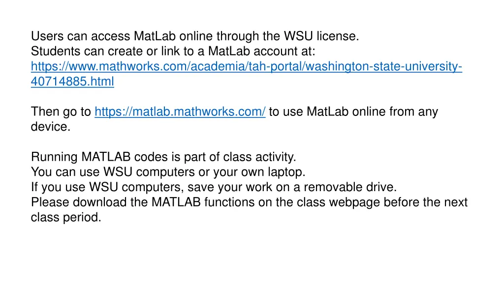 users can access matlab online through