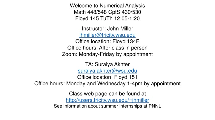 welcome to numerical analysis math 448 548 cpts