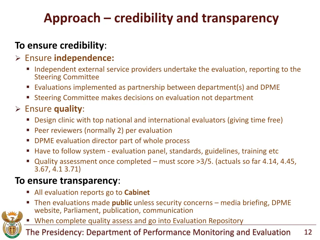 approach credibility and transparency