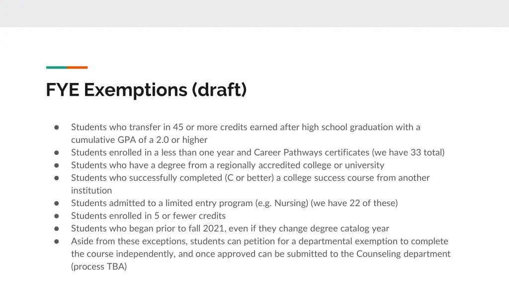fye exemptions draft