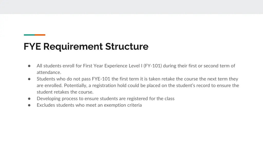 fye requirement structure