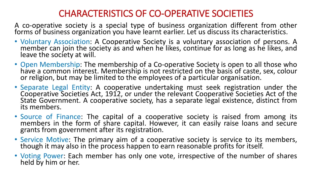 characteristics of co characteristics