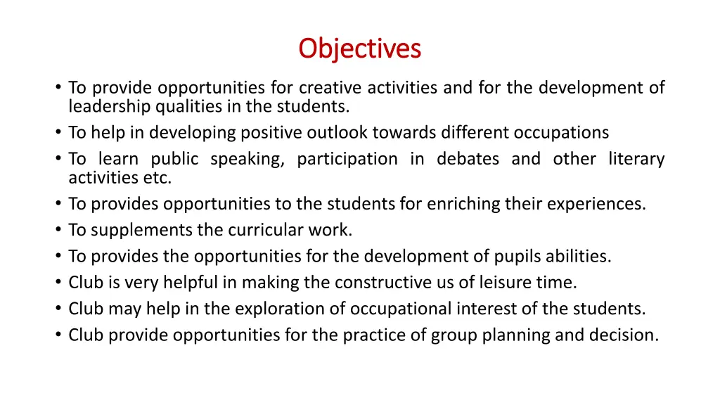 objectives objectives