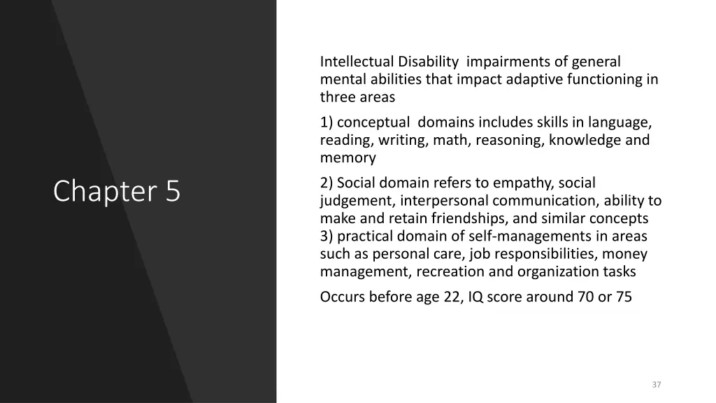 intellectual disability impairments of general
