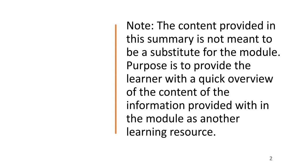 note the content provided in this summary
