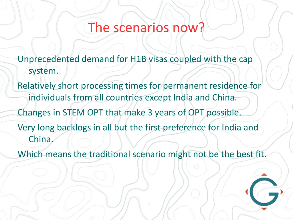 the scenarios now