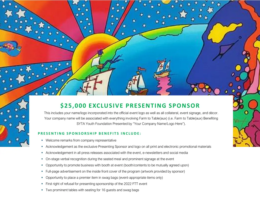 25 000 exclusive presenting sponsor