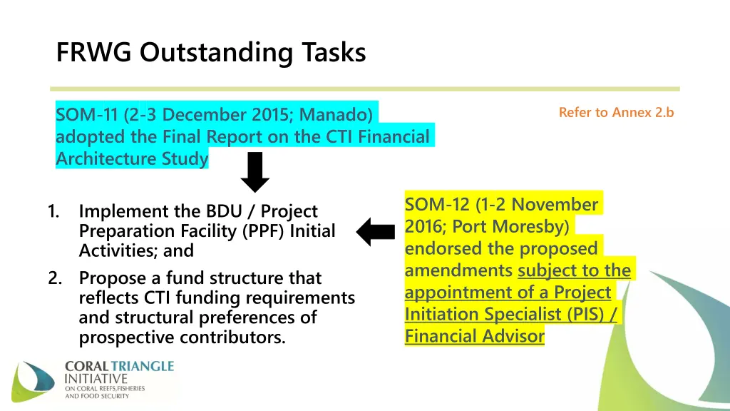 frwg outstanding tasks