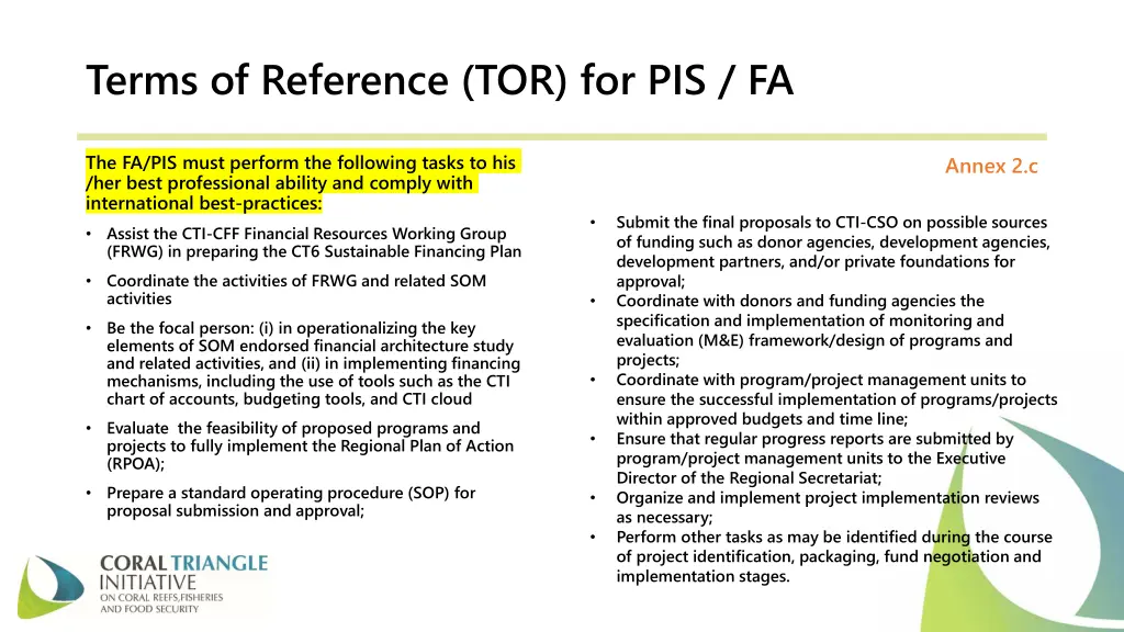 terms of reference tor for pis fa
