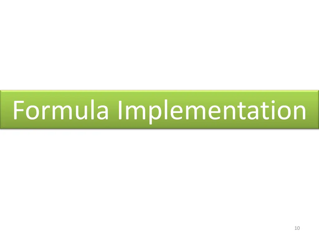 formula implementation