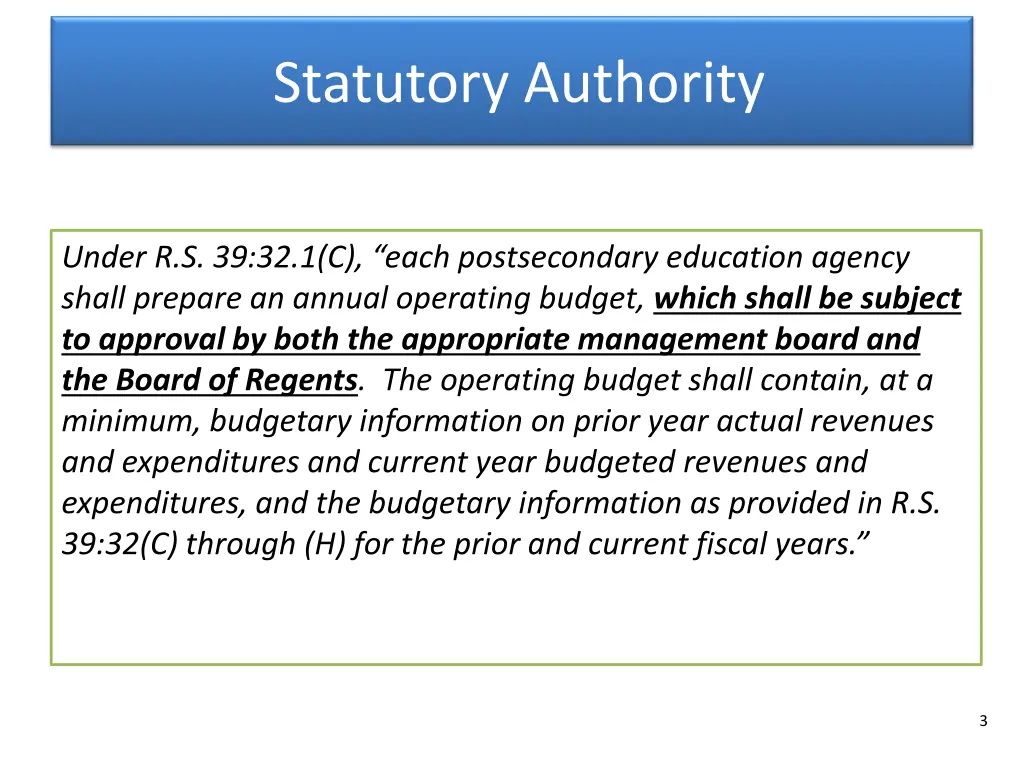 statutory authority