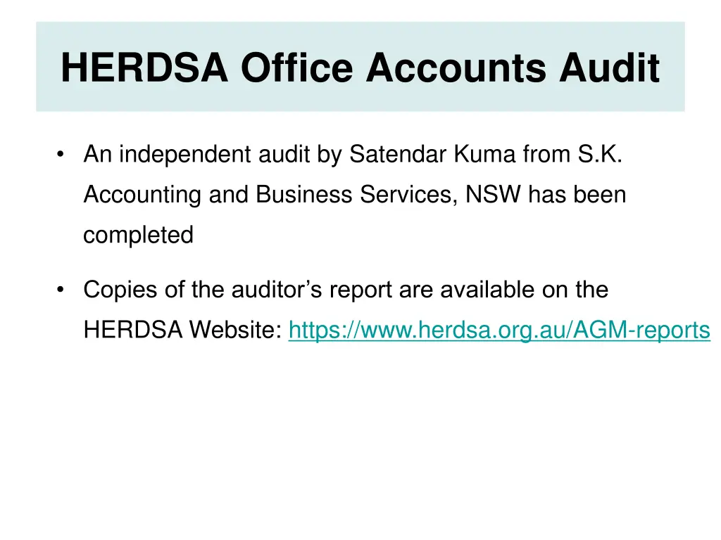 herdsa office accounts audit