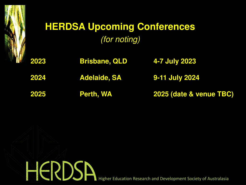 herdsa upcoming conferences for noting