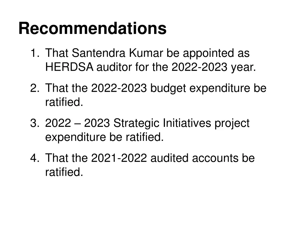 recommendations