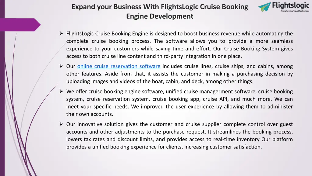 expand your business with flightslogic cruise