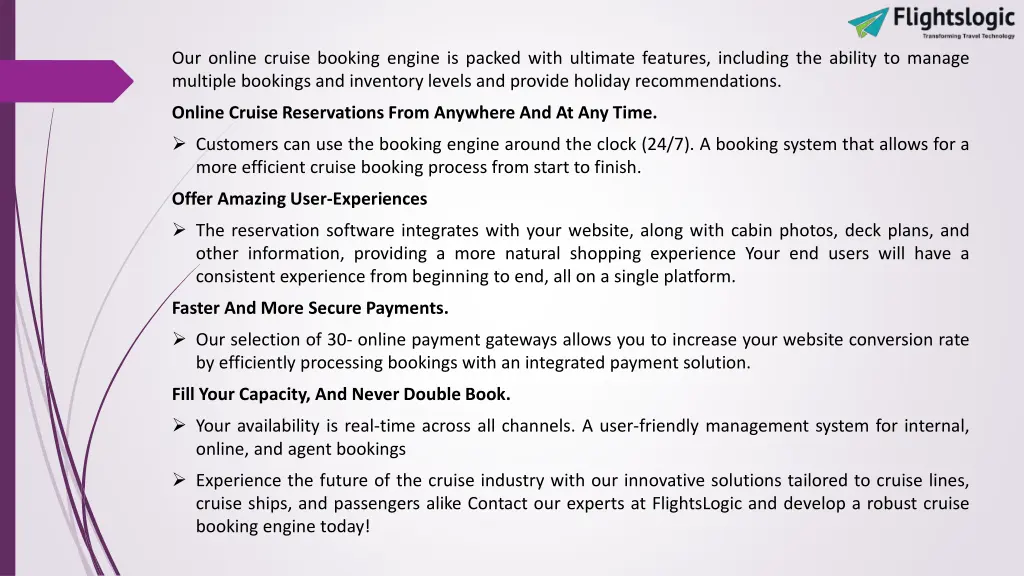 our online cruise booking engine is packed with