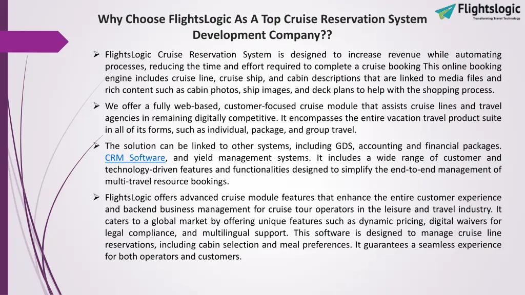 why choose flightslogic as a top cruise