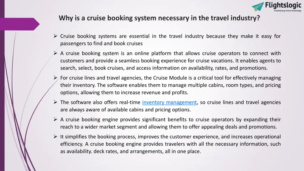 why is a cruise booking system necessary