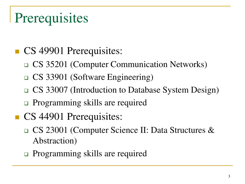 prerequisites