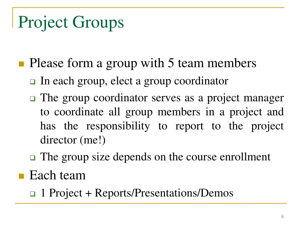project groups