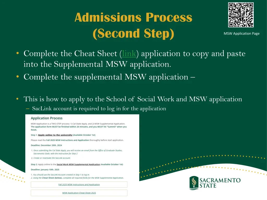 admissions process second step
