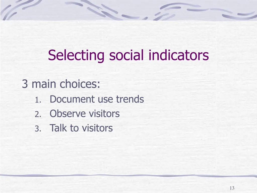 selecting social indicators