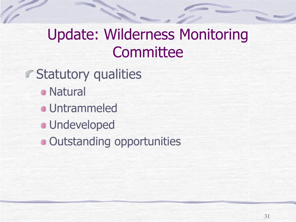 update wilderness monitoring committee statutory