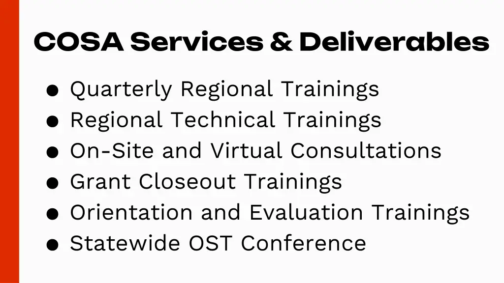 cosa services deliverables