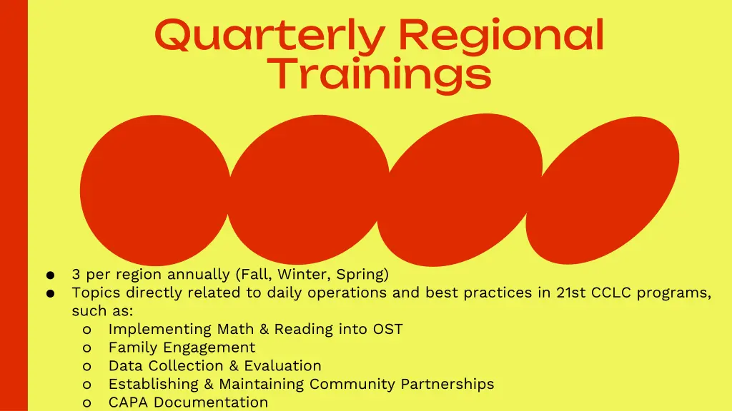 quarterly regional trainings