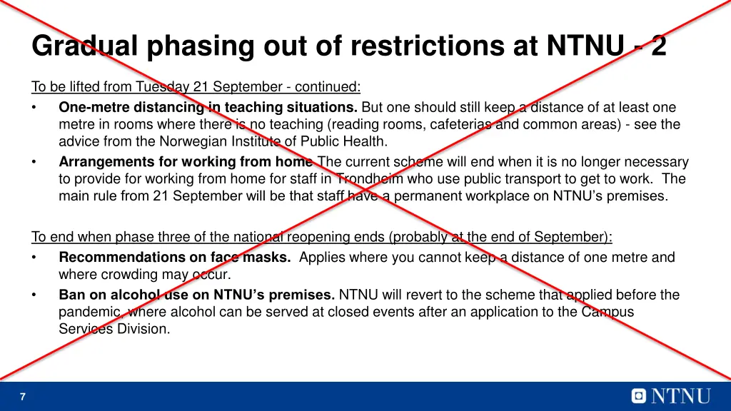 gradual phasing out of restrictions at ntnu 2