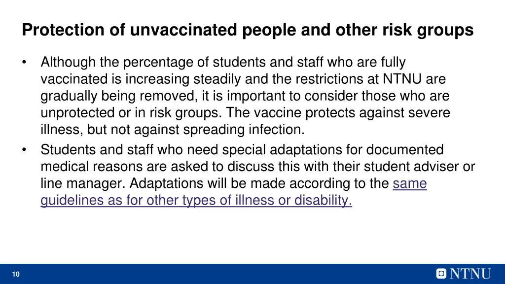 protection of unvaccinated people and other risk