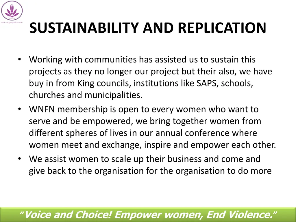 sustainability and replication