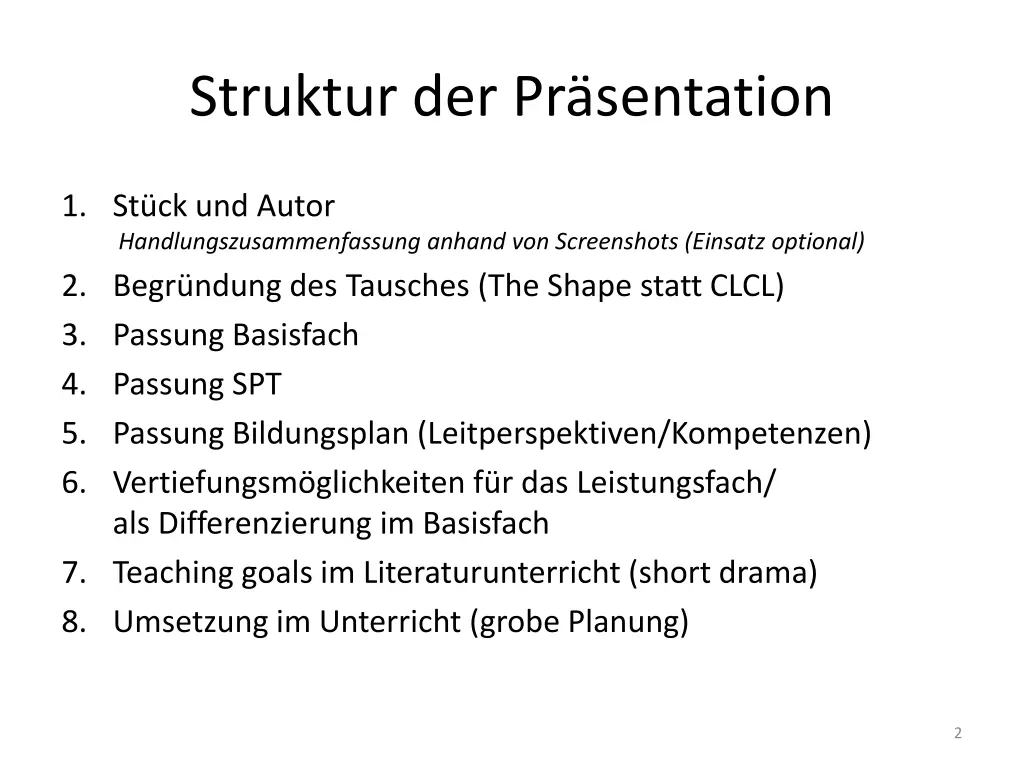 struktur der pr sentation