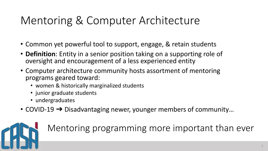 mentoring computer architecture