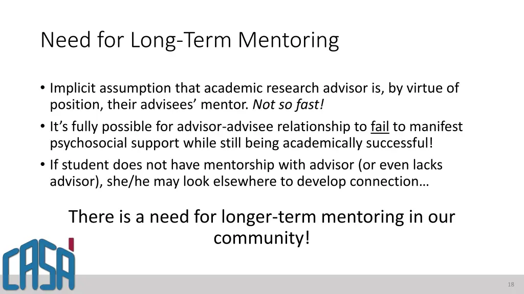 need for long term mentoring