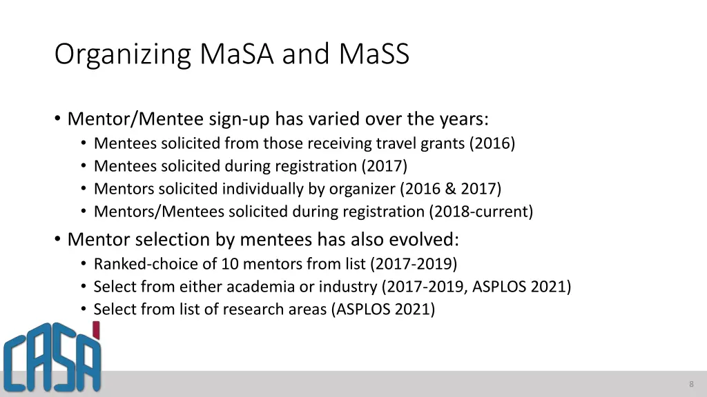 organizing masa and mass